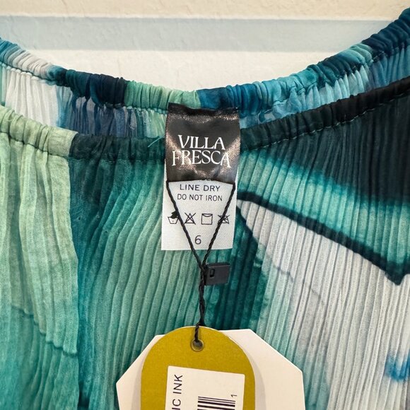 NWT Villa Fresca Malia Micro Pleated Maxi Dress Chiffon Cover Up Vacation New 6 - Picture 6 of 10